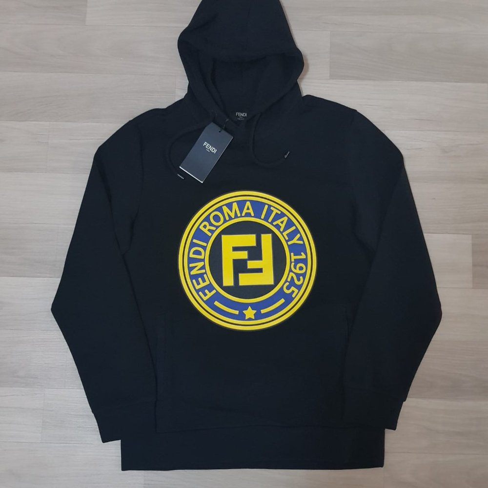 Fendi Logo Printed Black Hoodie